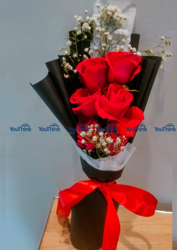 6 Red Roses Bouquet - Image 2